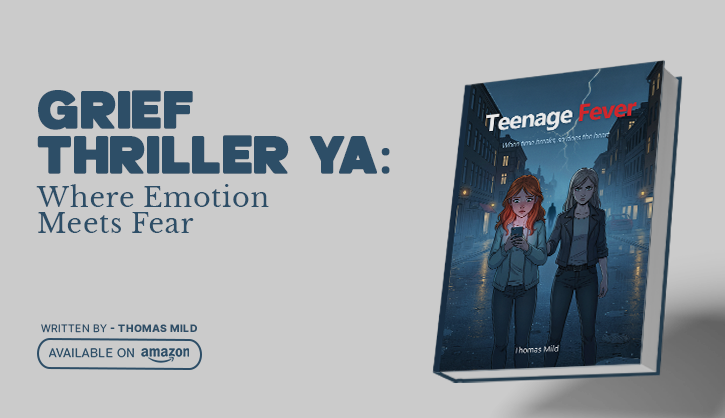 Grief thriller YA teenage girl reading in dark atmospheric setting